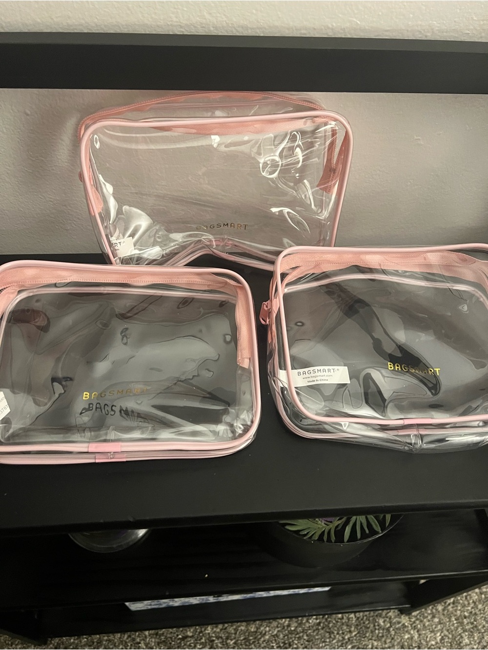 Bagsmart Clear Travel Toiletry Bag Set - Pink